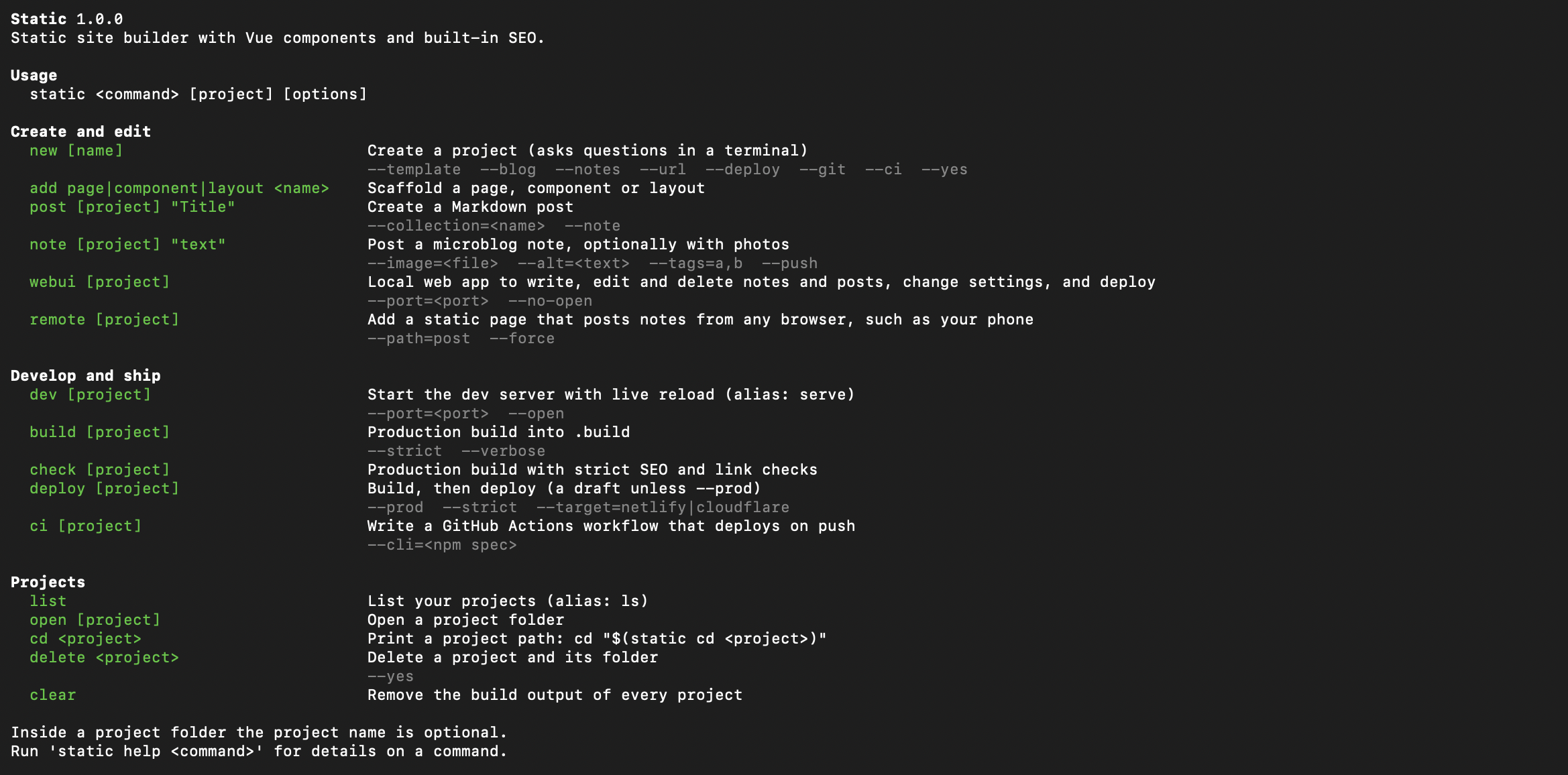 Static CLI