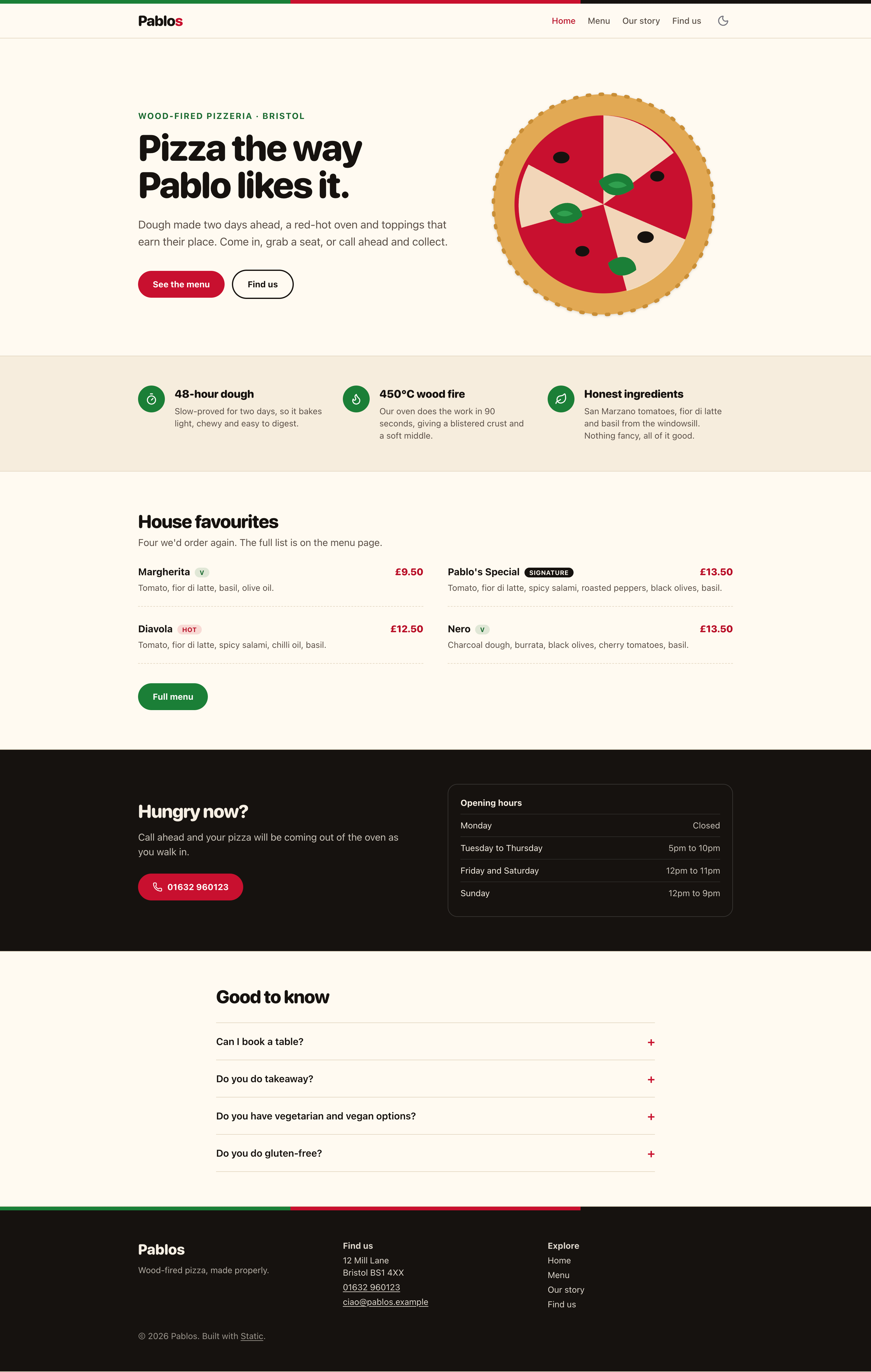 Static Pizza site
