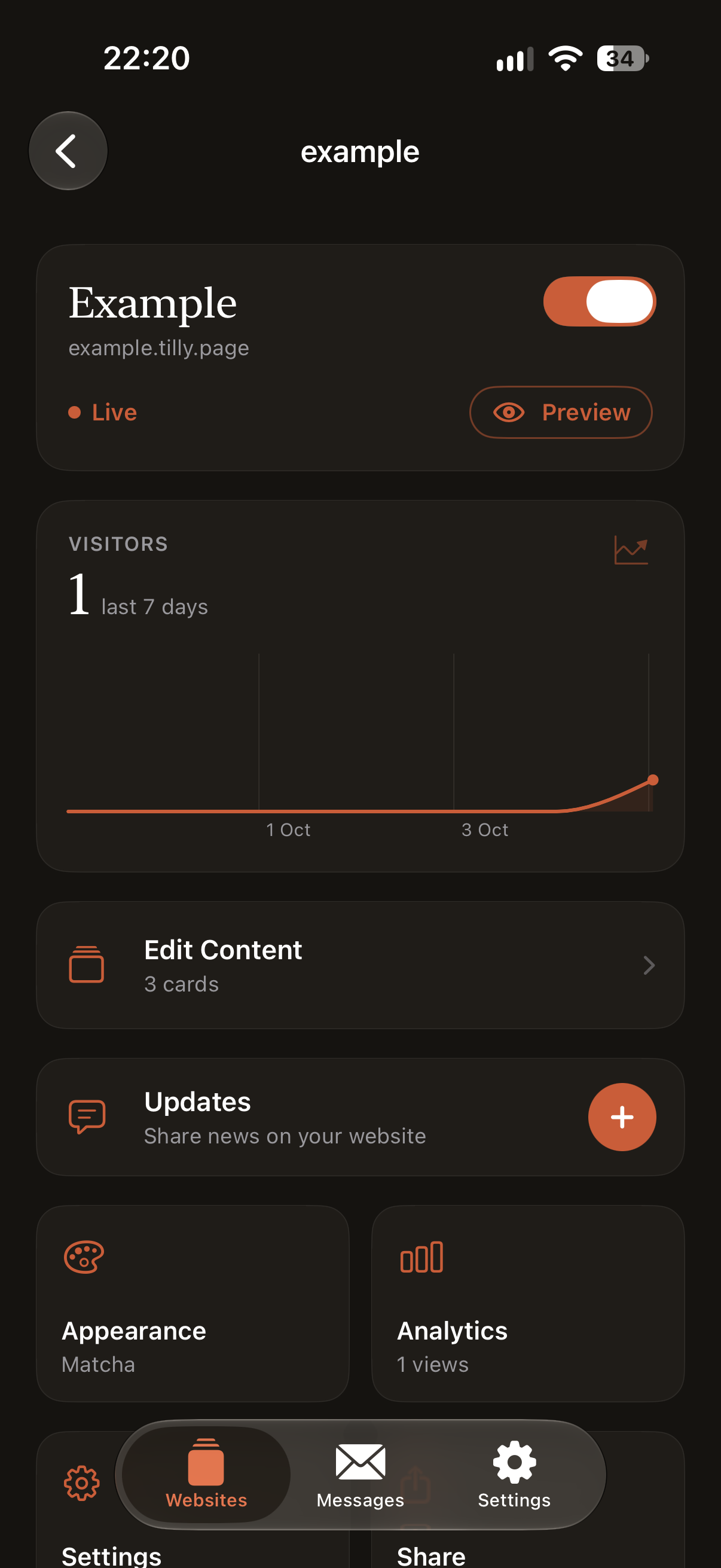 Website Dashboard